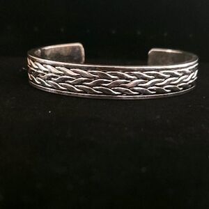 Silvertone Braid Cuff Bracelet